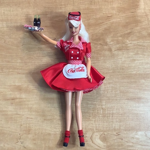 Mattel Other - 1998 Coca Cola Barbie Doll Car Hop Coke Collectors Edition Pretend Play Toy Doll